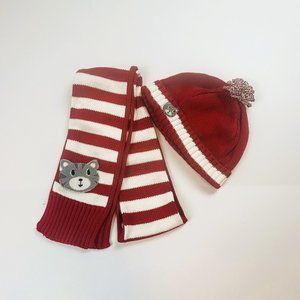 NWT Gymboree Girl Stripe Tiger Scarf & Pom Pom Tiger Sweater Hat Size L-XXL(6-8)